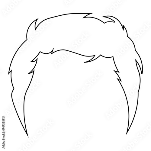 Hand Drawn Man Hairstyle. Vector Line Art