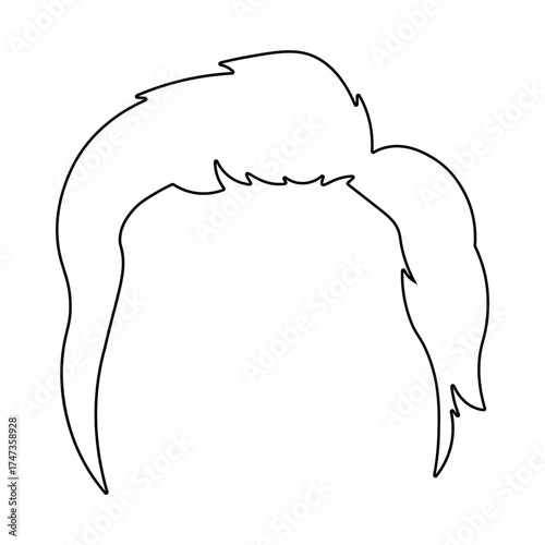Hand Drawn Man Hairstyle. Vector Line Art