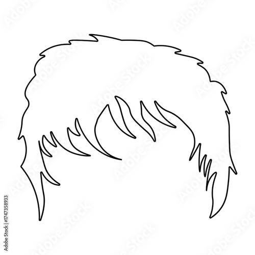 Hand Drawn Man Hairstyle. Vector Line Art