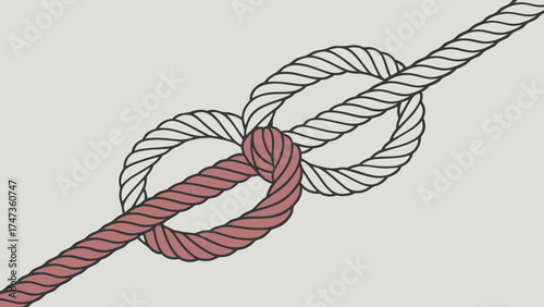 Abstract Rope Knot Design Nautical Theme Intertwined Cords Graphic Illustration Twisted Strings Maritime Symbol Seafaring Motif Knotted Lines Decorative Pattern Vector Art Rope Texture.