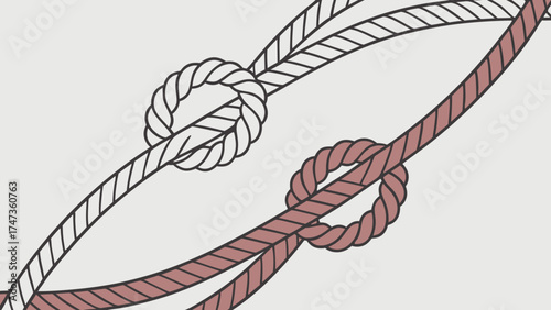 Abstract Rope Knots Design Intertwined Lines Nautical Theme Decorative Pattern Elegant Twine Graphic Illustration Minimalist Style Trendy Texture Background Wallpaper Textile Print Fas.