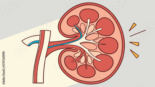Kidney Anatomy Internal Organ Diagram Medical Illustration Healthcare Graphic Human Body Urinary System Nephron Renal System Healthy Kidney Cartoon Kidney Simplified Kidney Kidney Cros.
