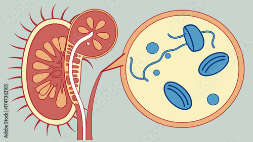 Medical illustration of reproductive system showing anatomy and fertilization process detailed diagram of cells and organs biology science education healthcare.