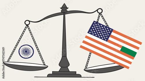 Scales of Justice International Relations Global Partnership Weighing Flags Balance Diplomacy Two Nations Cooperation Agreement Treaty Global Issues World Politics International Law.