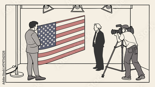 Studio Interview with National Flag Backdrop Professional Filming and Photography.
