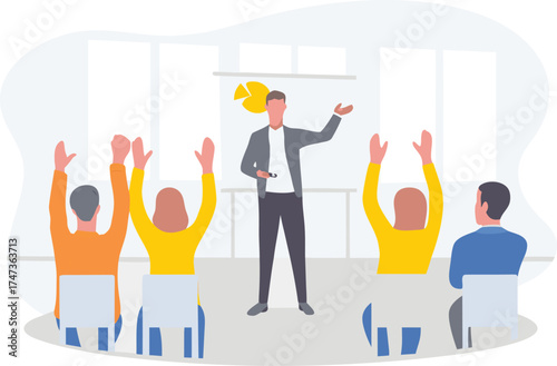 A speaker addresses a group, sharing insights and information during a formal presentation.