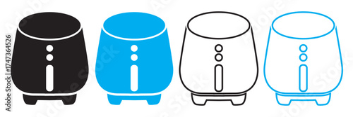Air fryer icon . Kitchen appliances cooking equipment healthy food preparation. Vector eps10