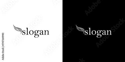 Elegant logo design featuring the word 'slogan' with a wing motif, suitable for branding