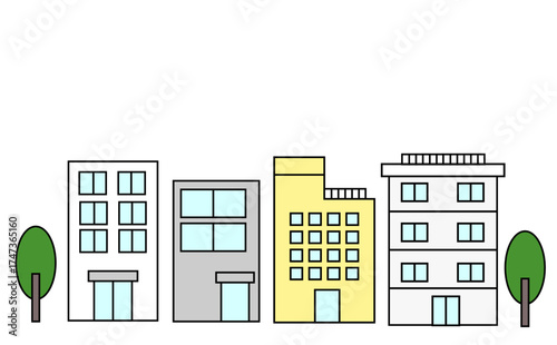 かわいらしいシンプルな街並みイラスト