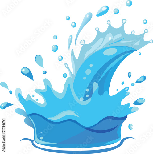 A vibrant blue water splash, capturing dynamic movement and energy in a fluid form.
