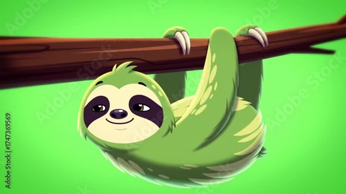 Sloth Hanging from Branch Animation