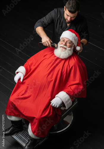 Santa Claus at the Barbershop: Beard Trimming for the Christmas Season