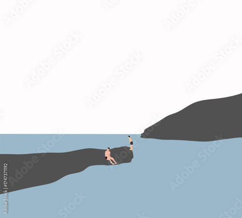 Tourism relaxing and enjoying tropical beach on their summer vacation time. Sea landscape background.