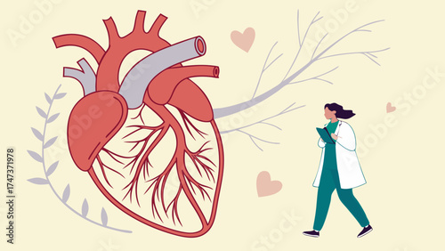Heart Anatomy Illustration with Doctor Medical Concept Healthcare Cardiology.