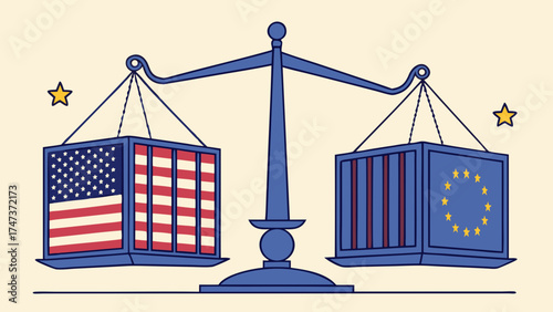 International Trade Balance Global Commerce Economic Equality Import Export Scale Illustration.