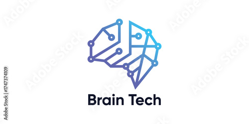 Brain Tech Intelligence Digital Logo Design