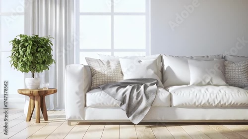 Wallpaper Mural Serene Living Room Interior with White Sofa and Natural Light Torontodigital.ca