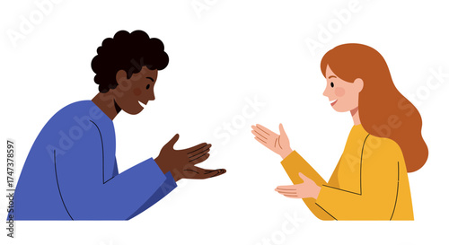 Diverse People Discussing Ideas Illustration of Interracial Communication and Interaction