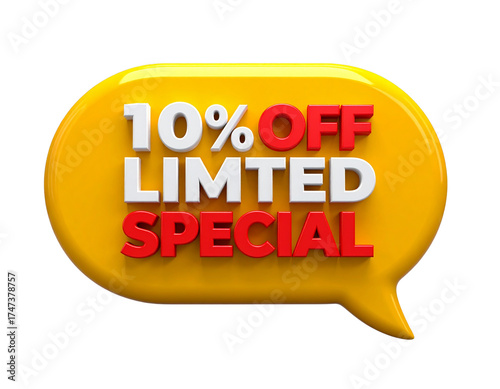 Vibrant 10 Percent Off Speech Balloon for Seasonal Offer Announcement