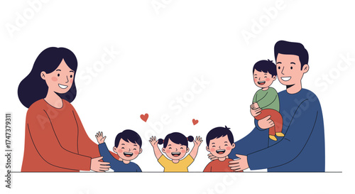 Joyful Family Portrait A Happy Group of Parents and Children Sharing Love and Laughter