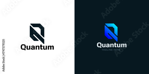 Letter Q Quantum logo design template for business tech company. Q for brand series or type product.
