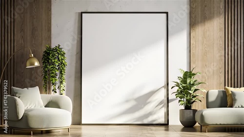Wallpaper Mural Modern Interior Mockup with Blank Frame Torontodigital.ca