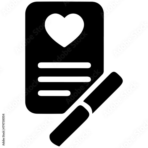 Wedding vows certificate icon with transparent background for wedding event timeline
