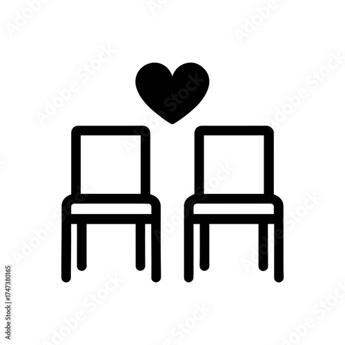 Wedding vows 2 chairs and heart icon with transparent background for wedding event timeline
