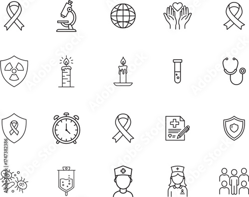Cancer Awareness and Oncology Medical Icons