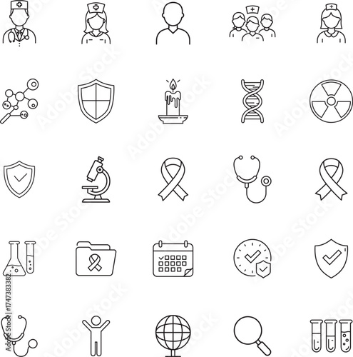 Cancer Awareness and Oncology Medical Icon Set