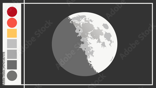 Abstract grayscale moon illustration celestial body space art lunar phases dark background graphic design element simple moon design moon graphic celestial design space illustration moo.