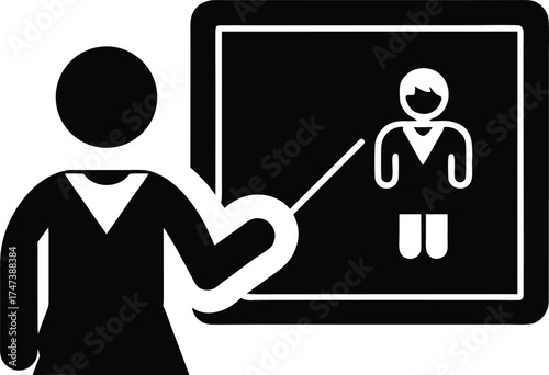 Teacher Teaching vector icon.