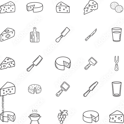 Gourmet Cheese Board and Dairy Farm Icons