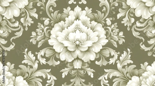 Elegant Floral Damask Pattern with Vintage Appeal