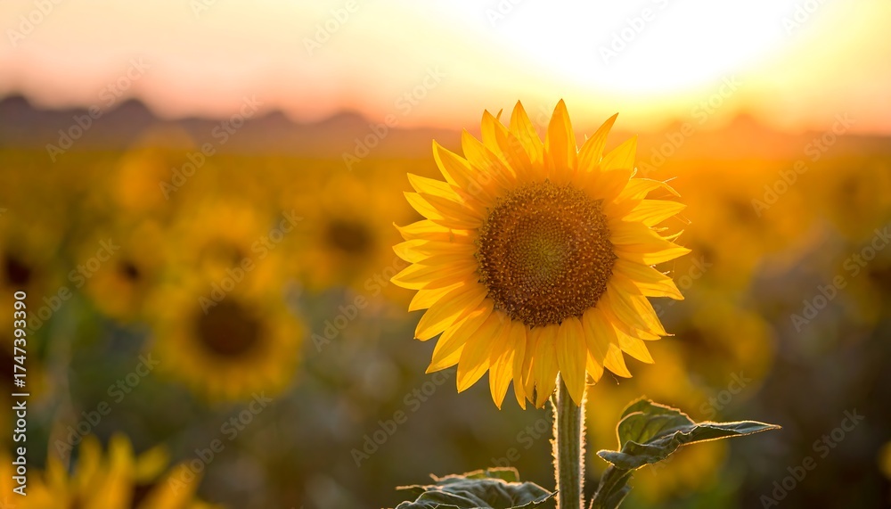 Obraz premium Sunflower field at sunset (2)