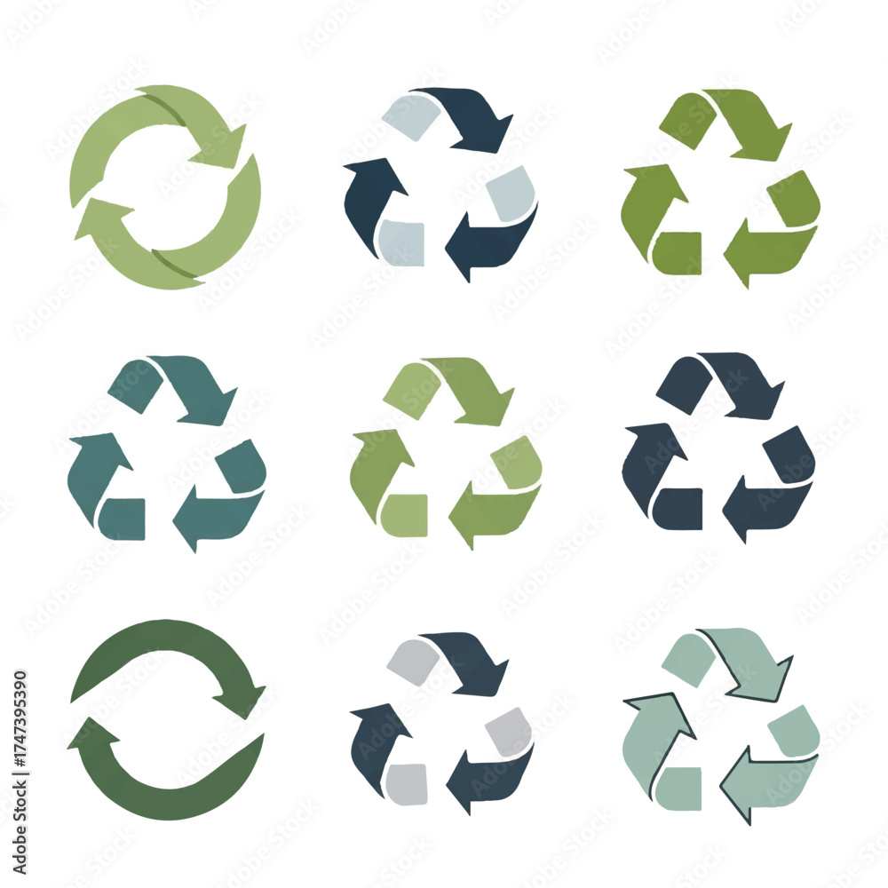 Obraz premium Recycling symbols rotating in circular motion representing environmental conservation and sustainable practices for a greener future.