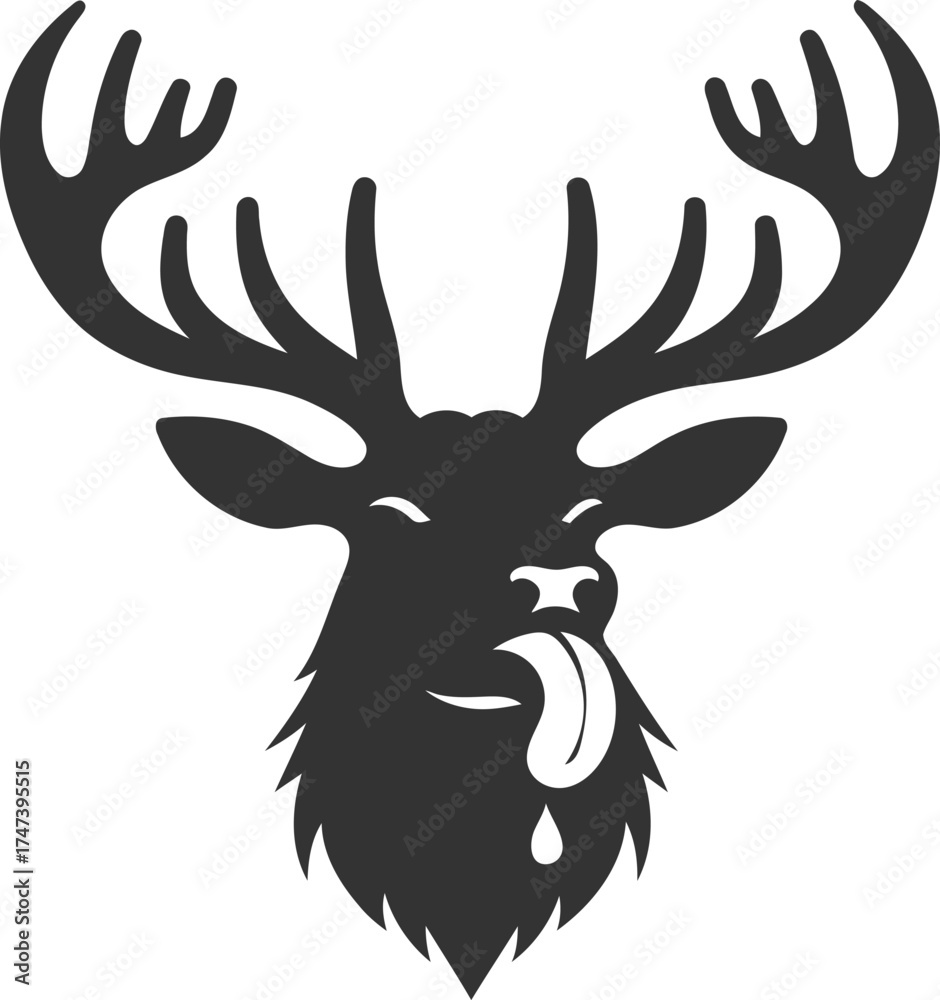 Naklejka premium Silhouette of a elk head vector illustration