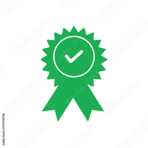 Guarantee seal design, green icon for approval, quality assurance, certified product, and trustworthy service. Perfect for business promotions.