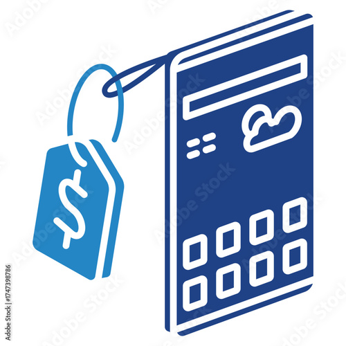 Price Tag Mini Illustration Isometric Icon. Use For Modern Concept, Print, Ui, Ux Kit, Web And App Development. Vector Related To Market, Business, Finace