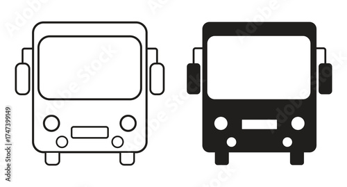 Clean line drawing of a bus ready to hit the road, transport design, modern transit, simple icon, travel concept, urban life, perfect for graphic projects set