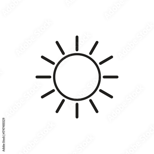 Simple sunlight icon for summer designs and weather forecasts, bringing warmth and brightness to any project, perfect for apps and websites