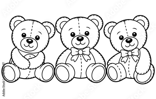 Hand-Drawn Teddy Bear Illustration – Adorable Vector Character in Multiple Cute Poses