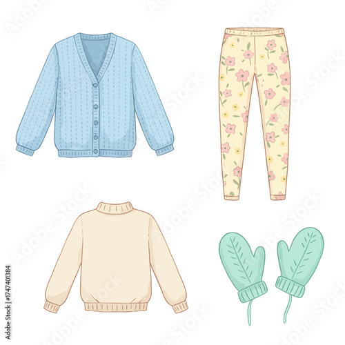 Comfortable loungewear and sleepwear set for cozy home nights in pastel fashion style