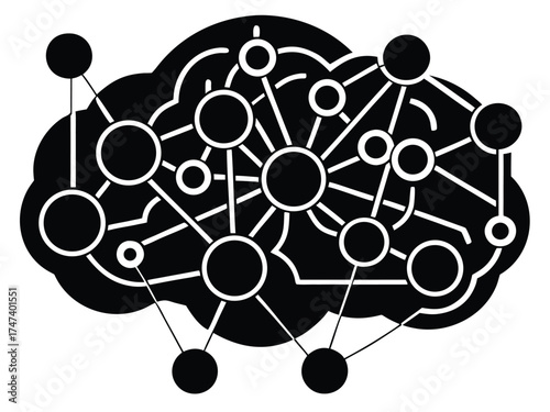 Vector art of cloud computing network with nodes connected