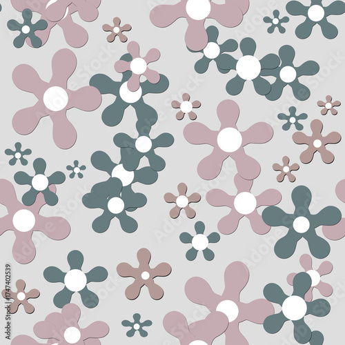 Grey beige paper flowers retro