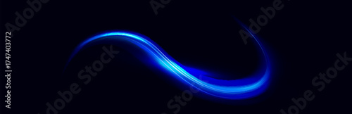 City road car light trails motion background. Illustration of light ray, stripe line with blue light, speed motion background