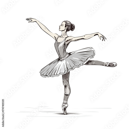 Ballerina balancing gracefully on pointe