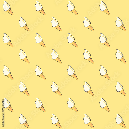 Vanilla Ice Cream Vector Seamless Pattern