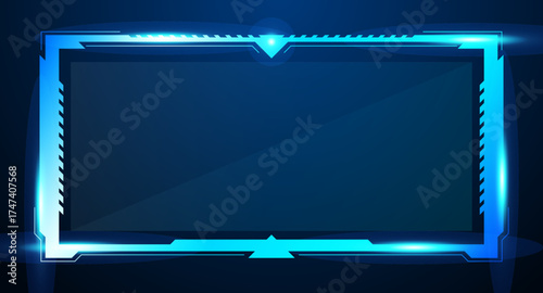 Modern hud ui gui future futuristic screen system virtual design. Abstract futuristic background of blue glowing technology sci fi frame hud ui