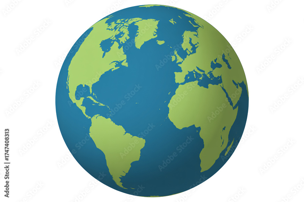 Fototapeta premium Global view of Earth continents and oceans, digital representation